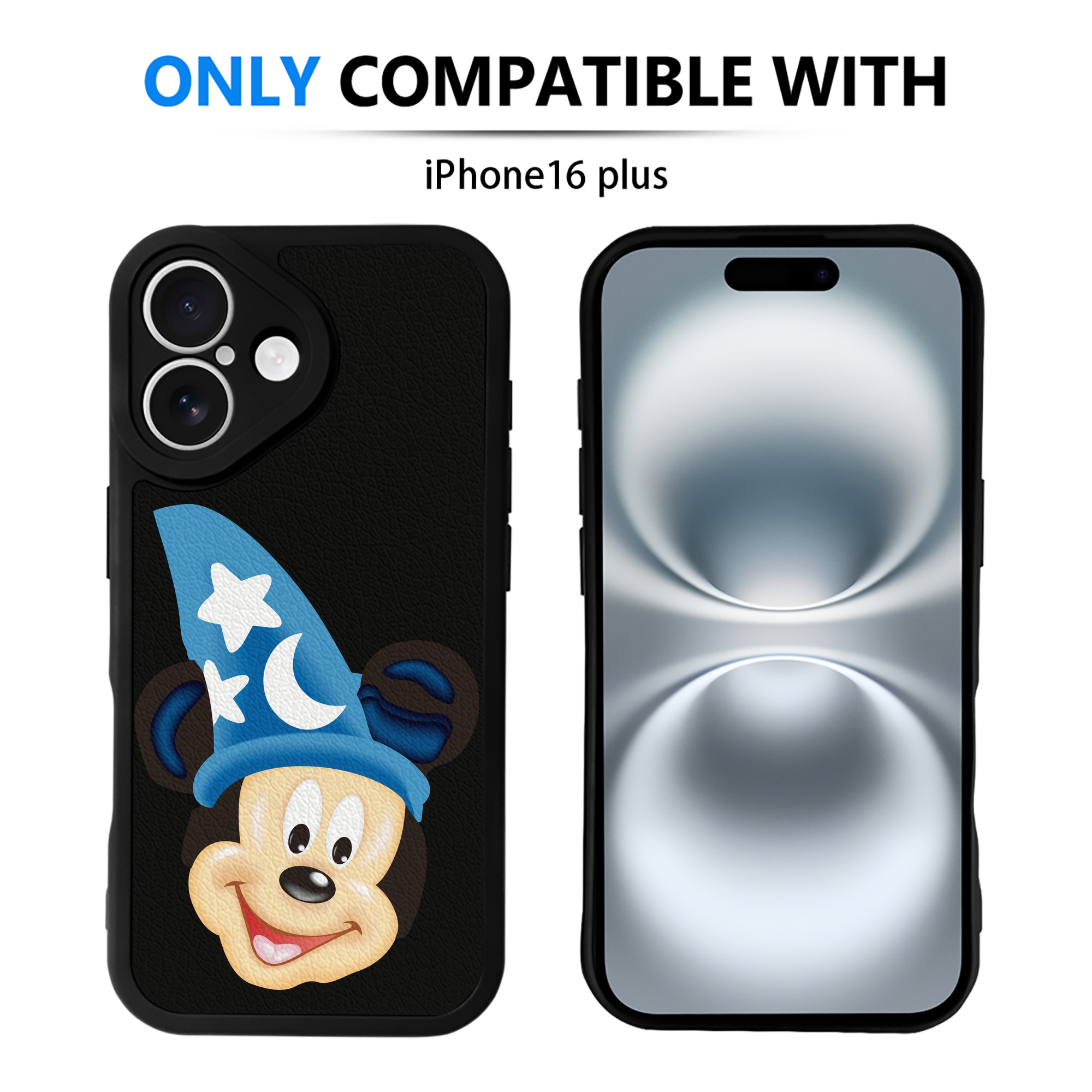 （画像用） ミッキーマウス Mickey Mouse 【iPhone 16シリーズ対応】シリコンスマホケース（レザー調） 材質：シリコン
